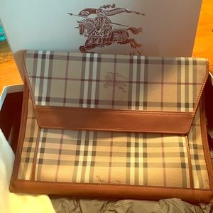 Burberry Tan and Brown Plaid Clutch